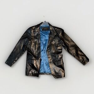 Leathercult Pebbled Black Leather Jacket Size 40 Genuine Leather